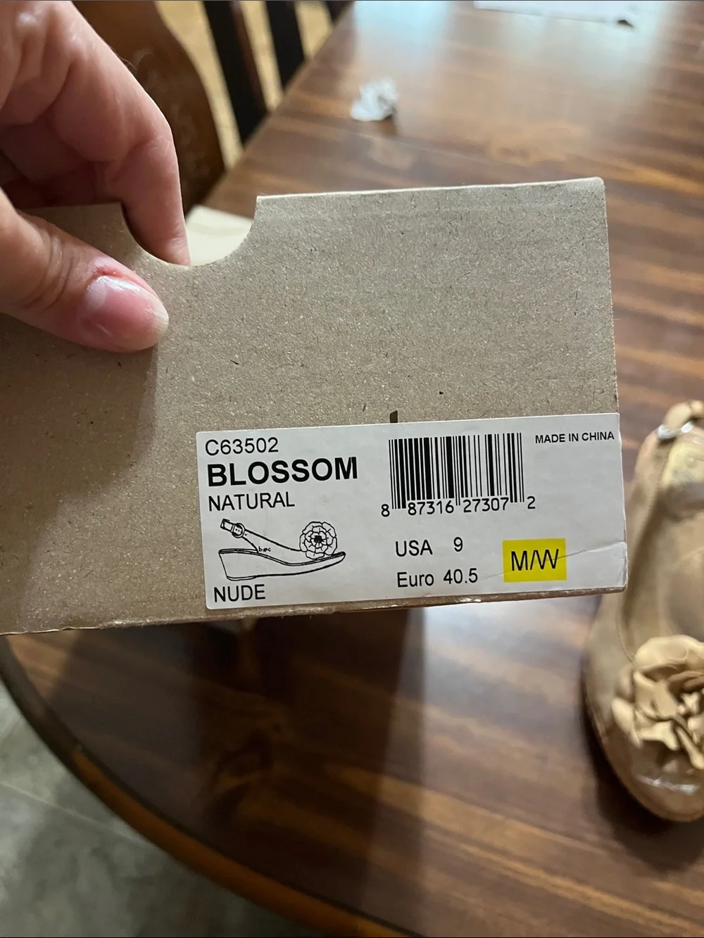 b.o.c. Nude Beige Floral Slingback Cork Wedges size 9